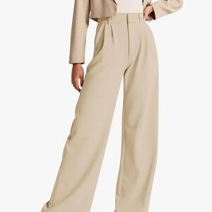 Women’s Wide Leg High-Waist Pants in Beige